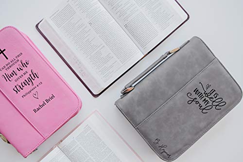 Custom Bible Cover | with God All Things are Possible |Personalized Bible Cover (Pink)