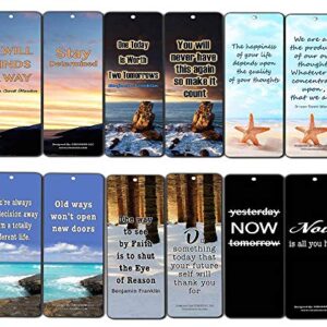 Creanoso Inspirational Quotes Bookmarks Cards (60-Pack) - Wisdom Sayings - Encouragement Stocking Stuffers Gifts for Men Women Adults Teens Kids Entrepreneur Seminar Bookmarker Pack