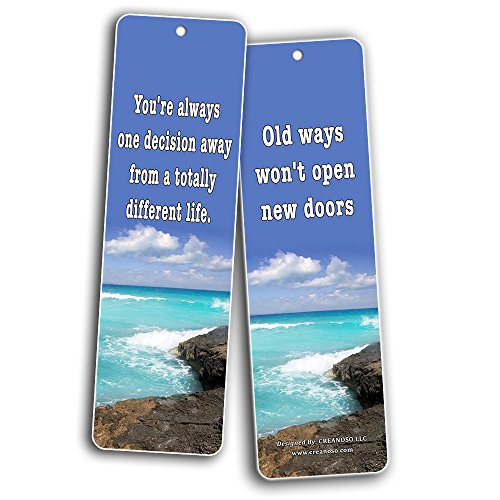 Creanoso Inspirational Quotes Bookmarks Cards (60-Pack) - Wisdom Sayings - Encouragement Stocking Stuffers Gifts for Men Women Adults Teens Kids Entrepreneur Seminar Bookmarker Pack