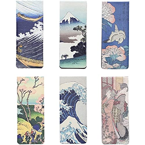 Hokusai Magnetic Bookmarks in 6 Designs (0.8 x 2 Inches, 12-Pack)