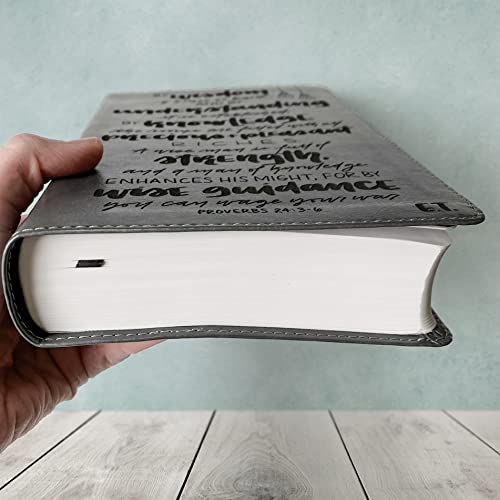 Hand Lettered and Laser Engraved ESV Bible, Student Study Bible with Gray Trutone Leather Cover, Personalized Gift, Custom Name Engraving Available