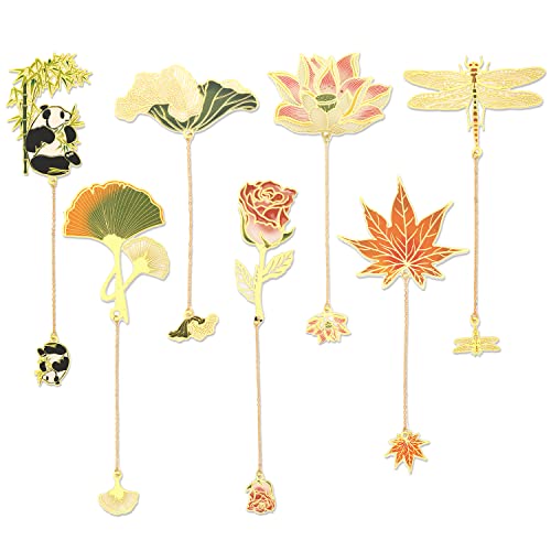 7pcs Metal Bookmarks, Gold Metal Bookmarks Colorful Hollow Leaf Bookmark and Animal Bookmark for Book Lovers, Writers, Readers, Teens, Adults