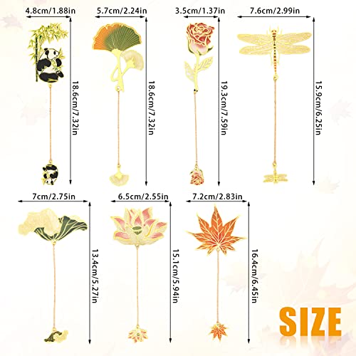 7pcs Metal Bookmarks, Gold Metal Bookmarks Colorful Hollow Leaf Bookmark and Animal Bookmark for Book Lovers, Writers, Readers, Teens, Adults