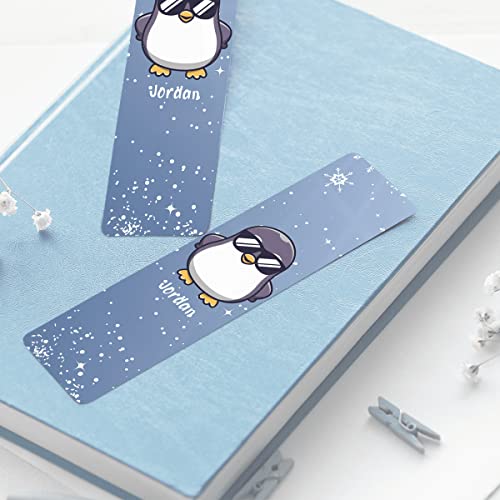 Personalized Bookmark, Customized Adorable Penguin Bookmarks with Name, Metal Markers Ruler Ornament, Gifts for Book Lovers, Penguin Lover, Readers, Women Men On Birthday Christmas