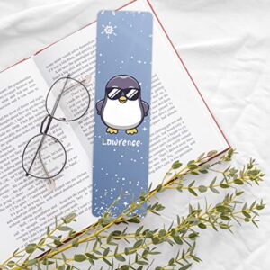 Personalized Bookmark, Customized Adorable Penguin Bookmarks with Name, Metal Markers Ruler Ornament, Gifts for Book Lovers, Penguin Lover, Readers, Women Men On Birthday Christmas