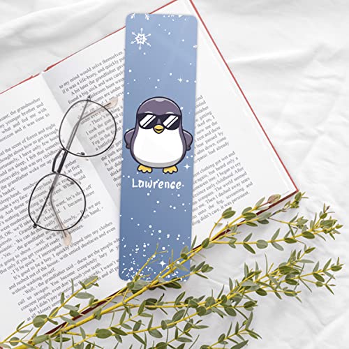 Personalized Bookmark, Customized Adorable Penguin Bookmarks with Name, Metal Markers Ruler Ornament, Gifts for Book Lovers, Penguin Lover, Readers, Women Men On Birthday Christmas