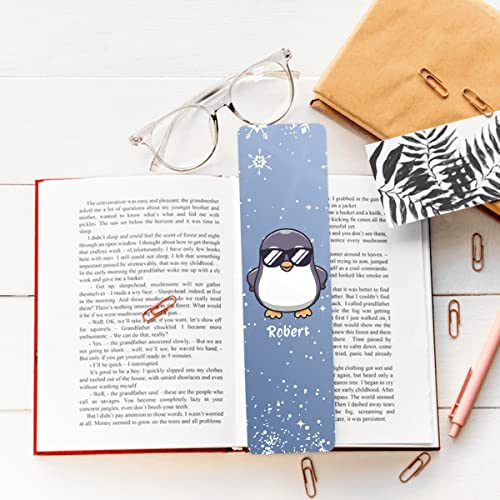 Personalized Bookmark, Customized Adorable Penguin Bookmarks with Name, Metal Markers Ruler Ornament, Gifts for Book Lovers, Penguin Lover, Readers, Women Men On Birthday Christmas