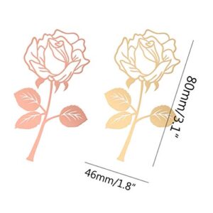 2 Pcs Metal Hollow Rose Bookmark Elegant Book Marks DIY Art Craft Gifts for Home Office School (Gold, Rose Gold)