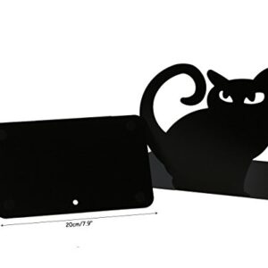 Cute Vivid Lovely Persian Cat Book Organizer Metal Bookends for Kids School Library Desk Study Home Office Decoration Gift (Black)