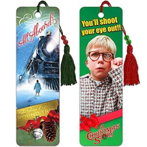 christmas ltd. holiday movies bookmark set – bundle with 3 bookmarks featuring a story, vacation, and the polar express | stocking stuffers movie story stuffer