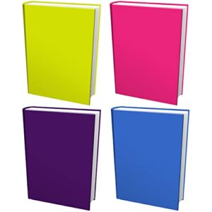 easy apply, reusable book covers 4 pk. best jumbo 9×11 textbook jackets for back to school. stretchable to fit most large hardcover books. perfect fun, washable designs for girls, boys, kids and teens
