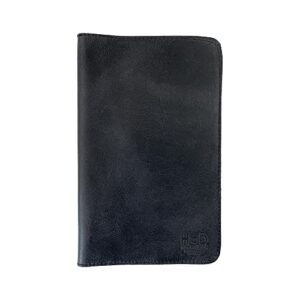 hide & drink rustic leather refillable journal cover for moleskine cahier large (5 x 8.25 in.) w/ típico strap handmade (charcoal black)