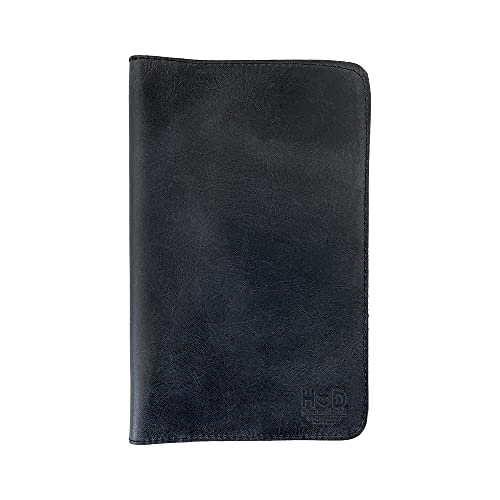 Hide & Drink Rustic Leather Refillable Journal Cover for Moleskine Cahier Large (5 x 8.25 in.) w/ Típico Strap Handmade (Charcoal Black)