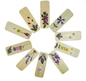 10 pcs handmade bamboo dried flowers chinese style bookmarks for kids school study decoration souvenirs business christmas birthday gift