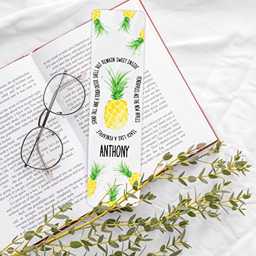 Personalized Bookmark, Custom Inspirational Pineapple Quote Bookmarks, Pineapple Custom Metal Ruler Ornament Markers, Gifts for Book Lovers, Women Men, Readers On Birthday Christmas