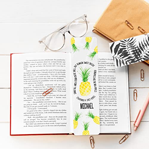 Personalized Bookmark, Custom Inspirational Pineapple Quote Bookmarks, Pineapple Custom Metal Ruler Ornament Markers, Gifts for Book Lovers, Women Men, Readers On Birthday Christmas