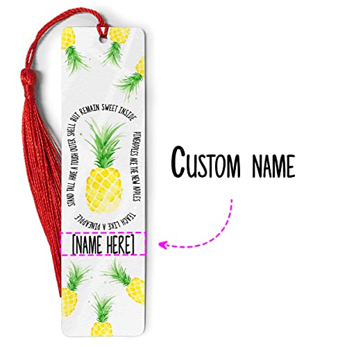 Personalized Bookmark, Custom Inspirational Pineapple Quote Bookmarks, Pineapple Custom Metal Ruler Ornament Markers, Gifts for Book Lovers, Women Men, Readers On Birthday Christmas