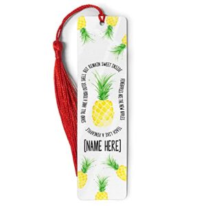 Personalized Bookmark, Custom Inspirational Pineapple Quote Bookmarks, Pineapple Custom Metal Ruler Ornament Markers, Gifts for Book Lovers, Women Men, Readers On Birthday Christmas