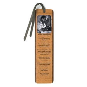 Wooden Bookmark Ernest Hemingway Author with Quotes - Made in USA