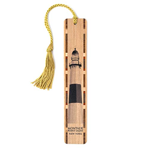 Lighthouse Montauk Point Handmade Wooden Bookmark with Tassel - Made in USA - Also Available Personalized