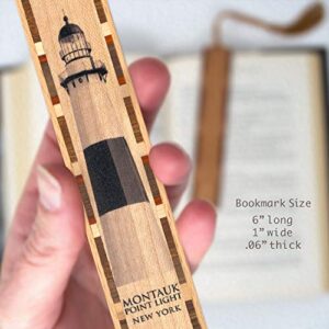 Lighthouse Montauk Point Handmade Wooden Bookmark with Tassel - Made in USA - Also Available Personalized