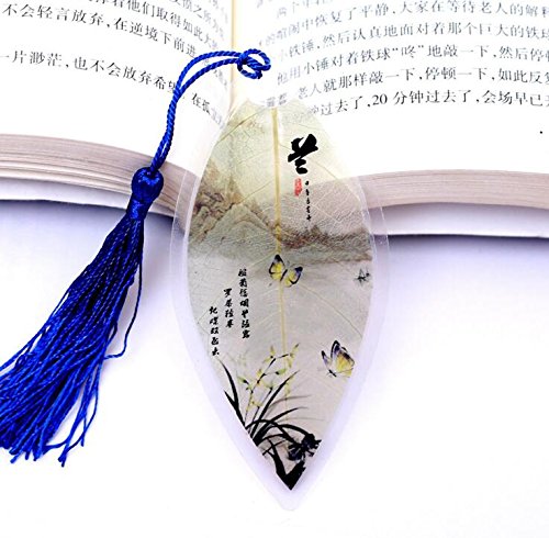 Fascola Chinese Style Leaf Bookmarks 4 Pcs, Mini Creative Book Mark,Plum Flower(mei),Orchid (LAN),Bamboo(zhu),Chrysanthemum (ju) Bookmark Creative Gift