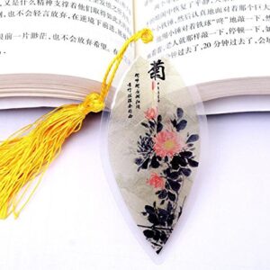 Fascola Chinese Style Leaf Bookmarks 4 Pcs, Mini Creative Book Mark,Plum Flower(mei),Orchid (LAN),Bamboo(zhu),Chrysanthemum (ju) Bookmark Creative Gift