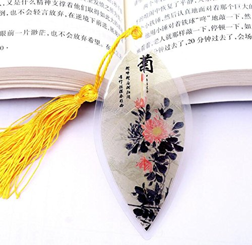 Fascola Chinese Style Leaf Bookmarks 4 Pcs, Mini Creative Book Mark,Plum Flower(mei),Orchid (LAN),Bamboo(zhu),Chrysanthemum (ju) Bookmark Creative Gift