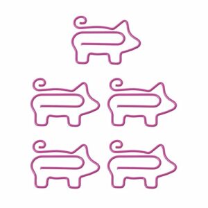 iskybob 40 pieces mini cute pig shaped paper clips bookmark funny office supplies,pink