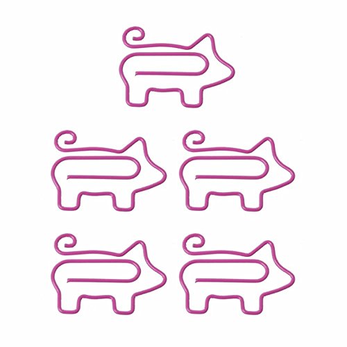 ISKYBOB 40 Pieces Mini Cute Pig Shaped Paper Clips Bookmark Funny Office Supplies,Pink