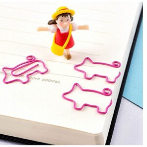 ISKYBOB 40 Pieces Mini Cute Pig Shaped Paper Clips Bookmark Funny Office Supplies,Pink