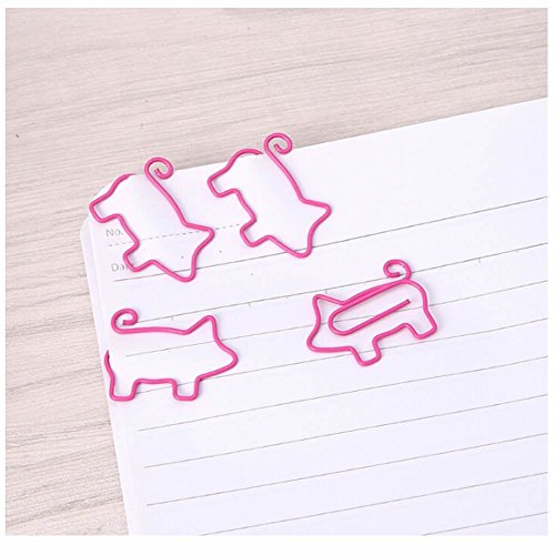 ISKYBOB 40 Pieces Mini Cute Pig Shaped Paper Clips Bookmark Funny Office Supplies,Pink