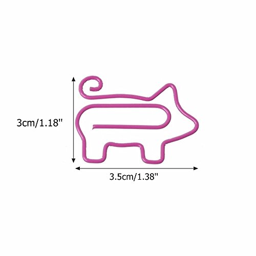 ISKYBOB 40 Pieces Mini Cute Pig Shaped Paper Clips Bookmark Funny Office Supplies,Pink