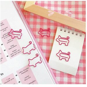 ISKYBOB 40 Pieces Mini Cute Pig Shaped Paper Clips Bookmark Funny Office Supplies,Pink