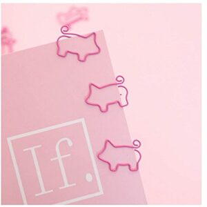 ISKYBOB 40 Pieces Mini Cute Pig Shaped Paper Clips Bookmark Funny Office Supplies,Pink