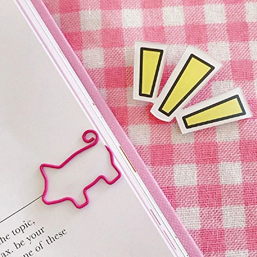 ISKYBOB 40 Pieces Mini Cute Pig Shaped Paper Clips Bookmark Funny Office Supplies,Pink