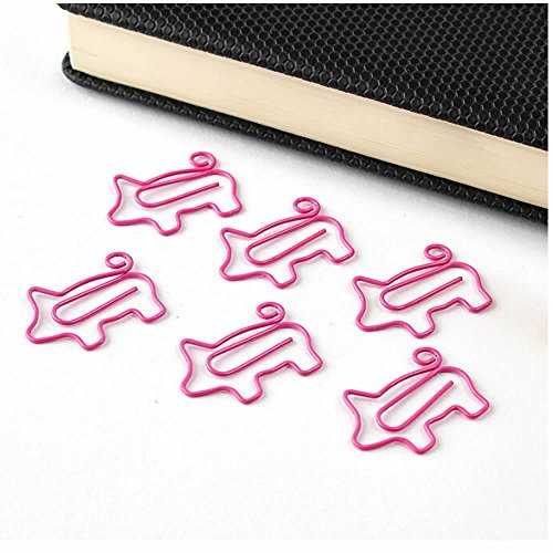 ISKYBOB 40 Pieces Mini Cute Pig Shaped Paper Clips Bookmark Funny Office Supplies,Pink