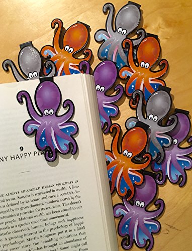 Octopus Bookmarks - (Set of 20 Book Markers) Bulk Animal Bookmarks Students, Kids, Teens, Girls & Boys. Ideal Reading incentives, Birthday Favors, Reading Awards Classroom Prizes!