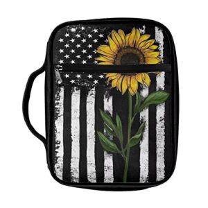 polero american flag sunflower bible cover for women bible book protective carrying case with pocket usa flag bible bag