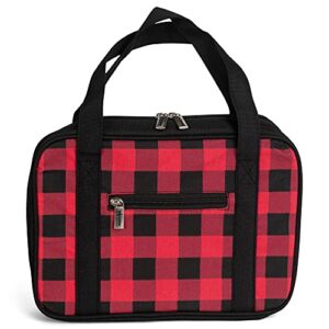 buffalo plaid red and black large print canvas fabric bible cover with handle