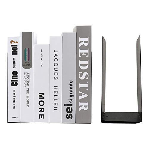 4PCS Black Bookends Heavy Duty Bookends Decorative Metal Cute Bookends for Kids Book Stoppers Holder Pair Organizer Bookshelf Decor Bedroom Library Office School Supplies, Book Shelves