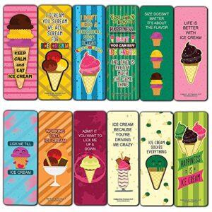 funny ice cream quotes bookmarks (30-pack) – classroom reward incentives for students and children – stocking stuffers party favors & giveaways for teens & adults