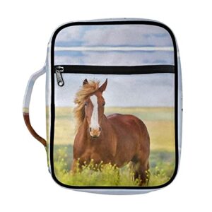jeocody wild horse bible cover case for women bible case large bible bags study book cover for kids with handle and pockets carrying bible holder church tote bags for christian