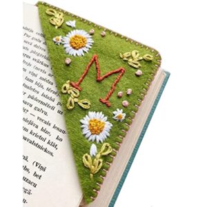 corner bookmark, personalized hand embroidered letter corner bookmark , book lover’s gifts page corner bookmark, lovely flower page marker, book corner decoration (summer,customised letters)