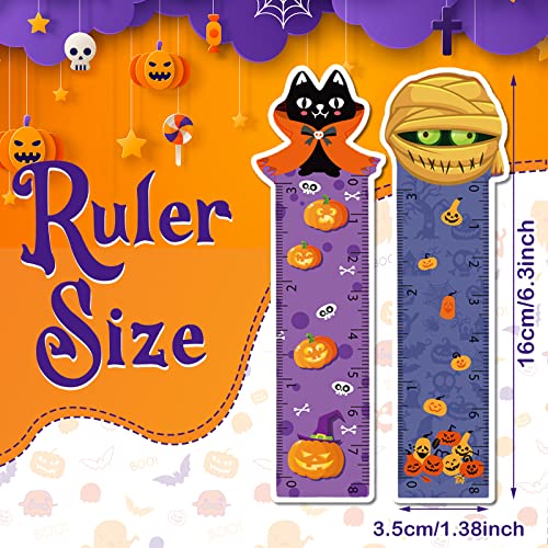 72 Pcs Halloween Bookmark Rulers Party Favor Pack with Halloween Themed Prints Cartoon Pumpkin Book Marks Halloween Book Marks for Halloween Party Decor Classroom Rewards and Trick or Treat Prizes