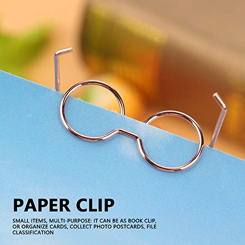 10pcs Metal Paper Clip Funny Eyeglass Frames Rose Golden Document Paper Clips for School Office Bookmark Organizing Stationery Supplies