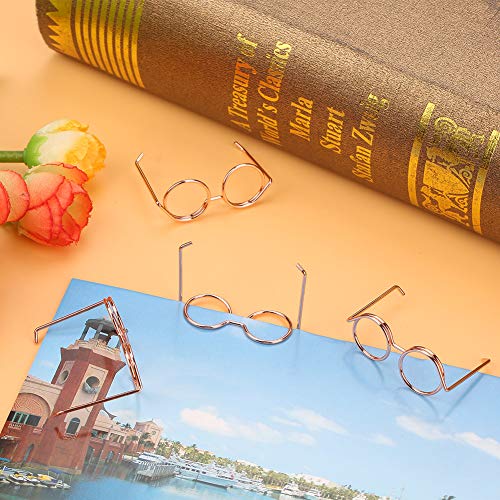 10pcs Metal Paper Clip Funny Eyeglass Frames Rose Golden Document Paper Clips for School Office Bookmark Organizing Stationery Supplies