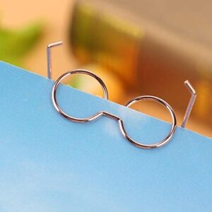 10pcs Metal Paper Clip Funny Eyeglass Frames Rose Golden Document Paper Clips for School Office Bookmark Organizing Stationery Supplies