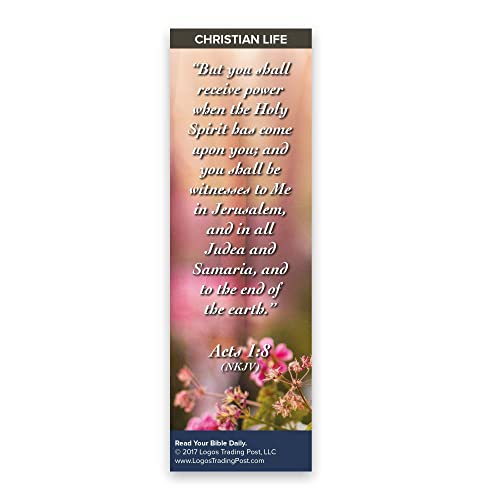 Christian Bookmark with Bible Verse, Pack of 25, Christian Life Themed, You Shall Receive Power, Acts 1:8