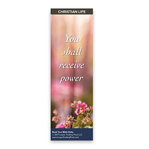 Christian Bookmark with Bible Verse, Pack of 25, Christian Life Themed, You Shall Receive Power, Acts 1:8